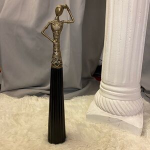 Pewter and Wood Woman Figure